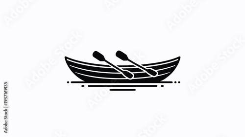 Vector canoe icon with oars
