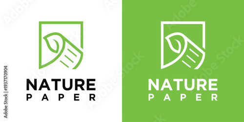 Nature Paper Logo Design with Leaf and Paper Elements for Branding.