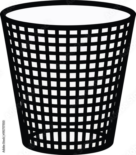 Vector black mesh trash can icon
