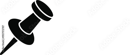 Black push pin thumbtack icon with outline version isolated on white background office stationery map marker symbol for bulletin board notes location pointer design