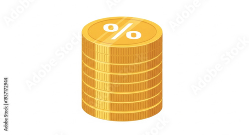 Stack of Gold Coins with Percentage Symbol on Top.