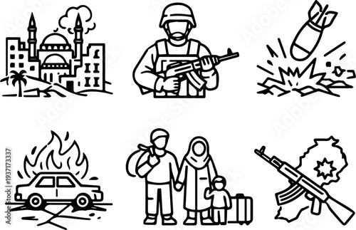 Middle east conflict soldier refugee crisis