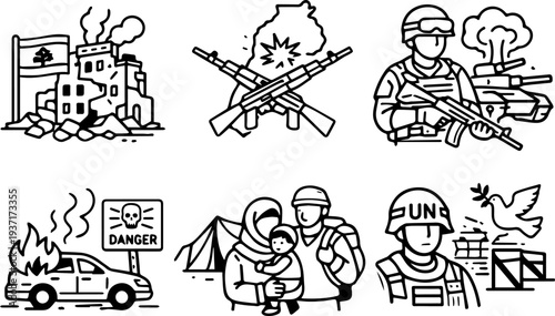 War conflict military destruction humanitarian crisis