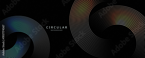 Abstract dark background with circular lines and layered rings. 