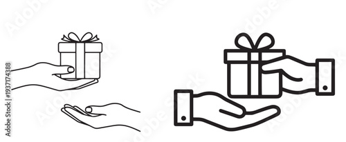Gift Box Giving Hand Icon