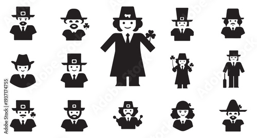 Saint patricks day leprechaun avatar set with different facial expressionsSaint patricks day leprechaun avatar set with different facial expressions