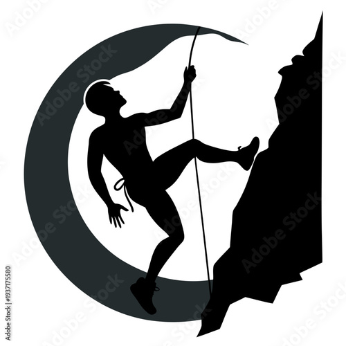 Rock Climbing Adventure Sport Silhouette Vector