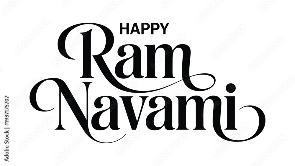 Obraz premium happy ram navami elegant calligraphy typography greeting banner celebrating hindu festival of lord rama birth with traditional design