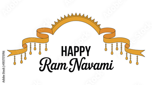 happy ram navami festive banner with decorative traditional arch and elegant typography celebrating hindu festival of lord rama birth