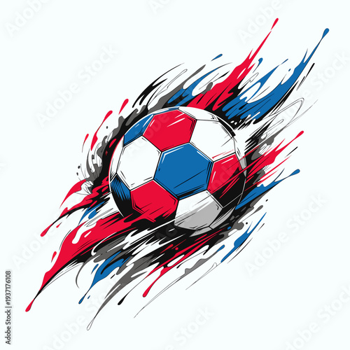 Dynamic Soccer Ball with Color Splash Vector Illustration