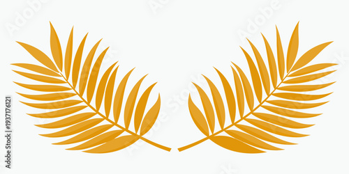 Golden Palm Leaves Decorative Frame Vector Illustration