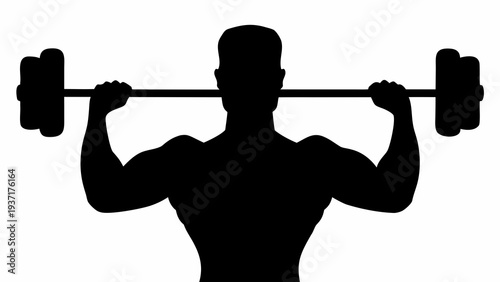 Weightlifting Athlete Lifting Barbell Silhouette Vector