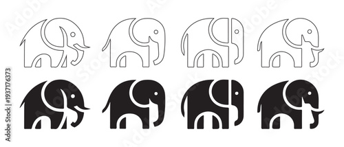 Canvastavla Stylized Elephant Icons Set