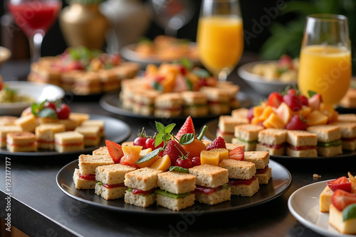 Wallpaper Mural Delicious Brunch Catering Spread Featuring Healthy Appetizers and Orange Juice Torontodigital.ca