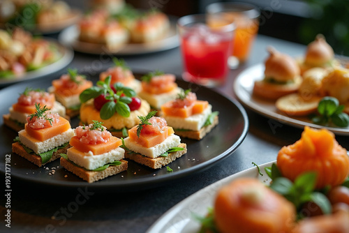 Wallpaper Mural Gourmet Breakfast Buffet with Mini Sandwiches and Fresh Tropical Fruit Platters Torontodigital.ca