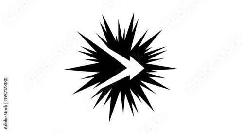Explosion Arrow Icon Symbol, Dynamic Forward Motion, Abstract Graphic Element