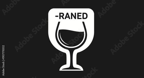 Fragile Wine Glass Icon with "-RANED" Text