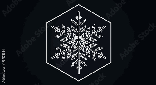 Geometric Snowflake Icon on Dark Background