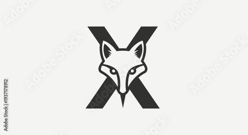 Minimalist Fox Head Logo with Letter X