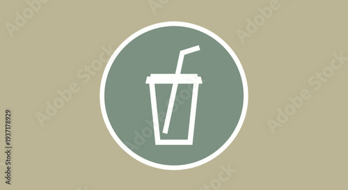 Minimalist icon of a disposable cup with straw and drink