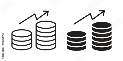 Earning icon with editable stroke and solid design vectors