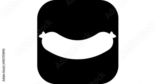 Minimalist Sausage Icon, Silhouette of Meat Product on Black Background