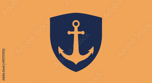 Nautical Anchor Emblem on Shield, Maritime Symbol, Marine Icon