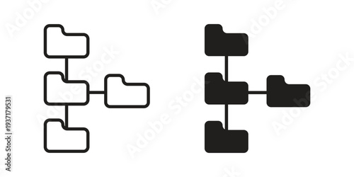 Folder tree icon with editable stroke and solid design vectors