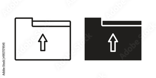 Folder upload icon with editable stroke and solid design vectors