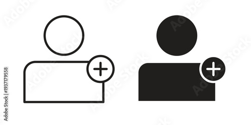 Following icon with editable stroke and solid design vectors