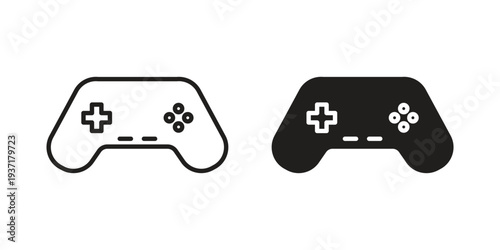 Gamepad icon with editable stroke and solid design vectors