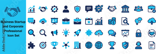 Business and startup icon set for corporate marketing and professional workflow