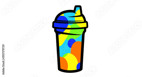 Colorful plastic disposable drink cup.