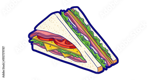 Colorful sandwich with many layers inside.