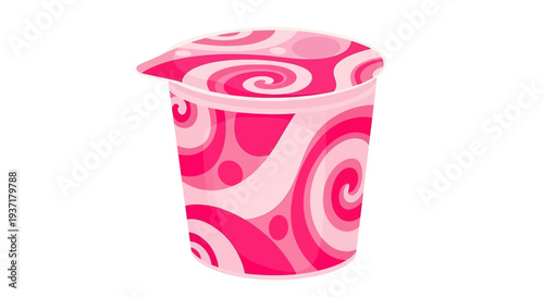 Pink disposable yogurt cup container.