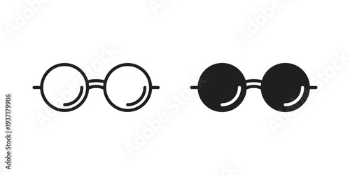 Glasses icon with editable stroke and solid design vectors