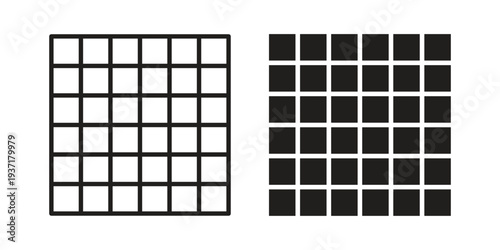 Grid icon with editable stroke and solid design vectors