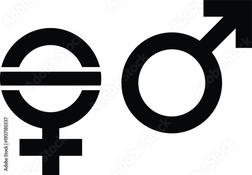 Male and female gender symbols icon set, man and woman signs representing sex identity equality concept simple vector illustration