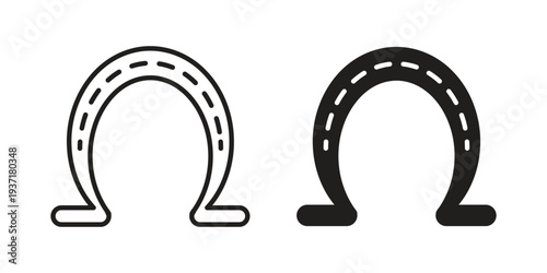Horseshoe icon with editable stroke and solid design vectors