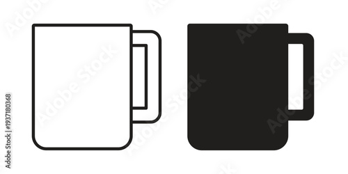 Hot coffee Mug icon with editable stroke and solid design vectors