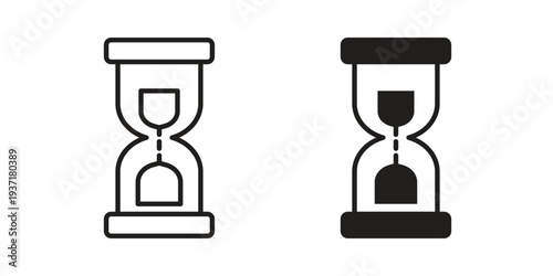 Hourglass icon with editable stroke and solid design vectors