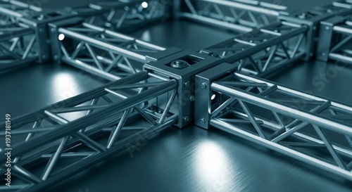 Steel Truss Framework Close Up With Metallic Surface Background
