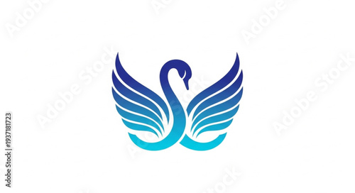 Elegant Swan Logo Design with Blue and Teal Wings.