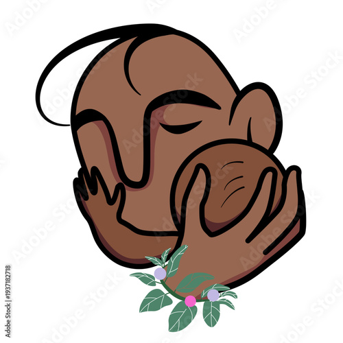 African American father holding his baby. Interracial family diversity and inclusion concept