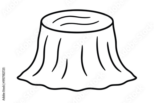Tree Stump, Simple Outline Drawing