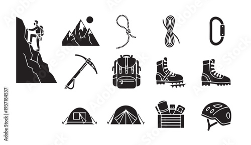 Climber's essential gear for mountain adventure and outdoor activities