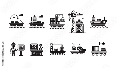 Logistics and shipping icons for business and industry use
