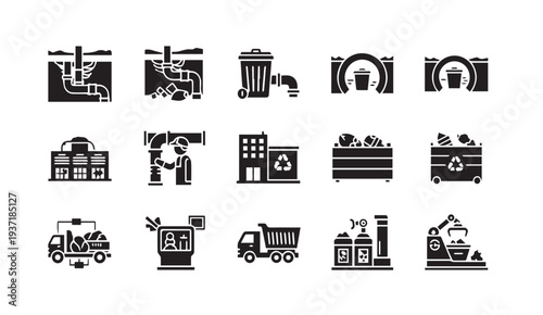 Recycling and waste management icons for eco-friendly business concepts