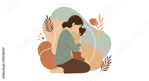 Woman Hugging Knees Sitting on Floor.