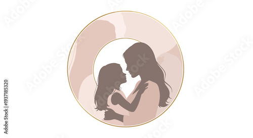 Mother and Daughter Silhouette Illustration Design.